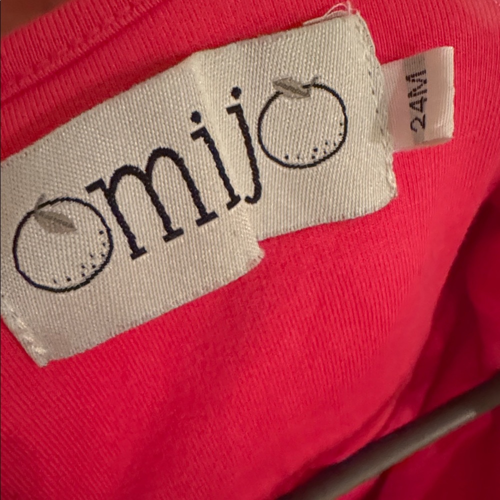 OMI JO 24M Maxi Hot Pink Dress w Tie & White Ruffle Lace Trim with Eyelets girls - Picture 5 of 6